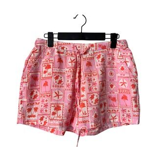 Sigrid Olsen Sleepwear Pink Tropical Palm Tree Starfish Pajama Shorts Small